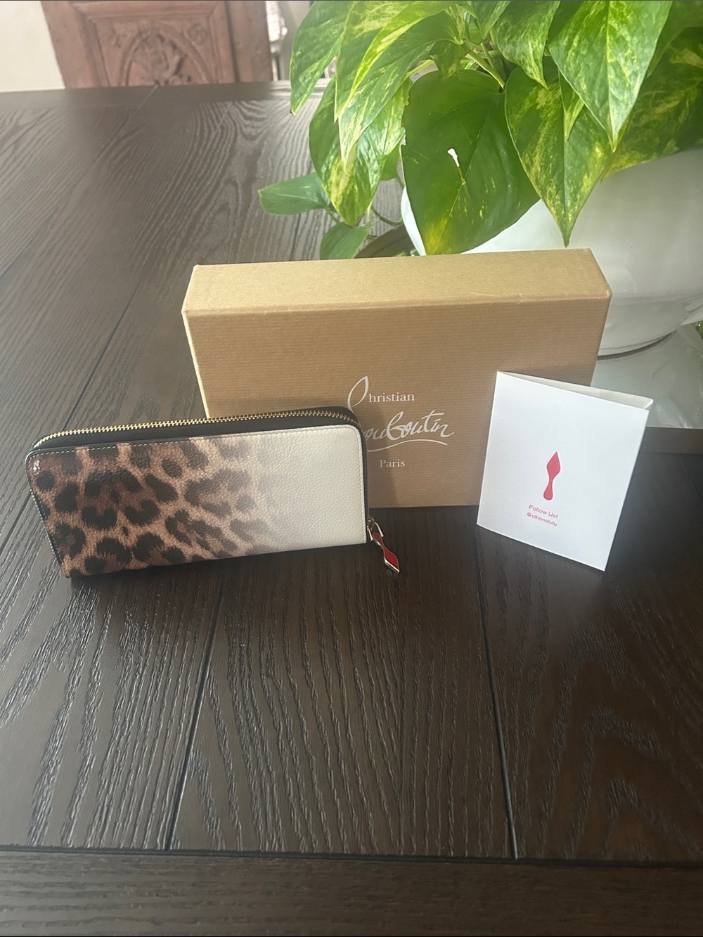 Christian Louboutin COA Panettone Patent
Leather Animal Print Continental Wallet